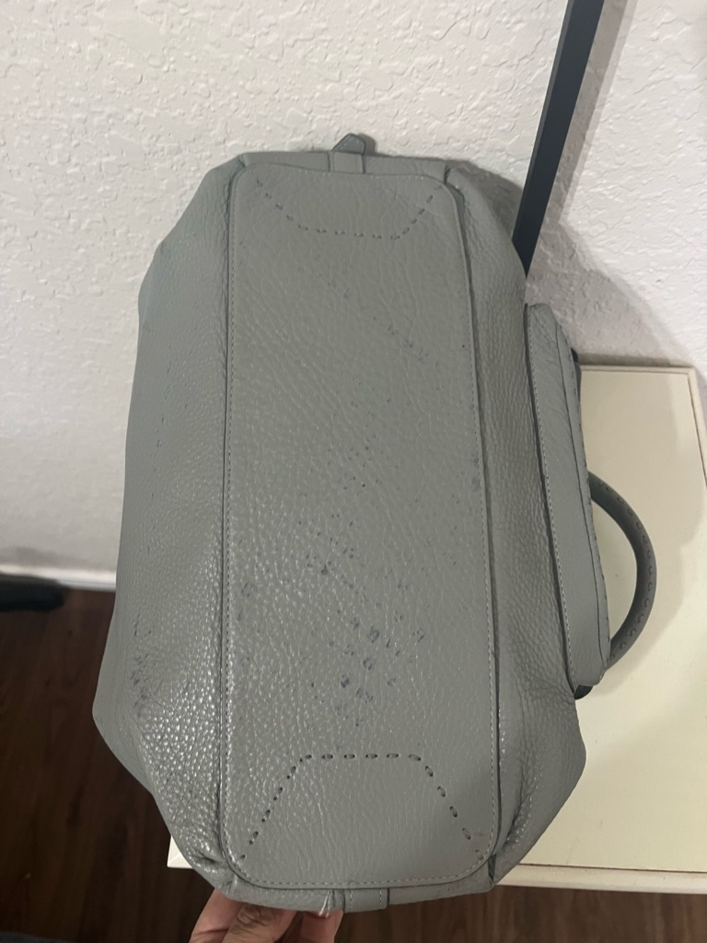 Coach Pebbled Leather Satchel in Light Gray - Picture 6 of 8